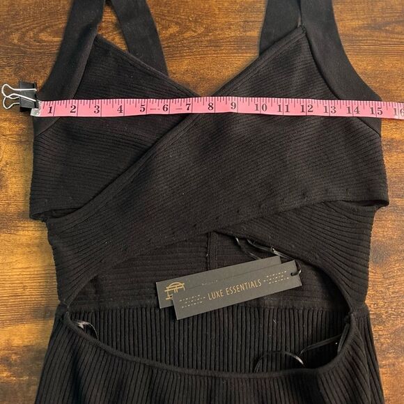 House of Harlow 1960 Ribbed Knit Wide Strap CutOut Midi Dress, Black. Large. NWT - Picture 12 of 13